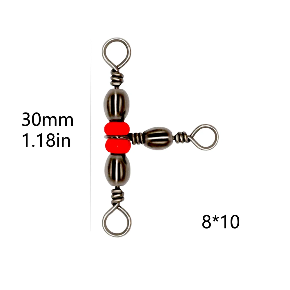 50pcs Fishing Connector Three Way Barrel Swivel Snap Ring 360Degree Beaded With Beads For Fishhook Lure Line Fishing Accessories image 5