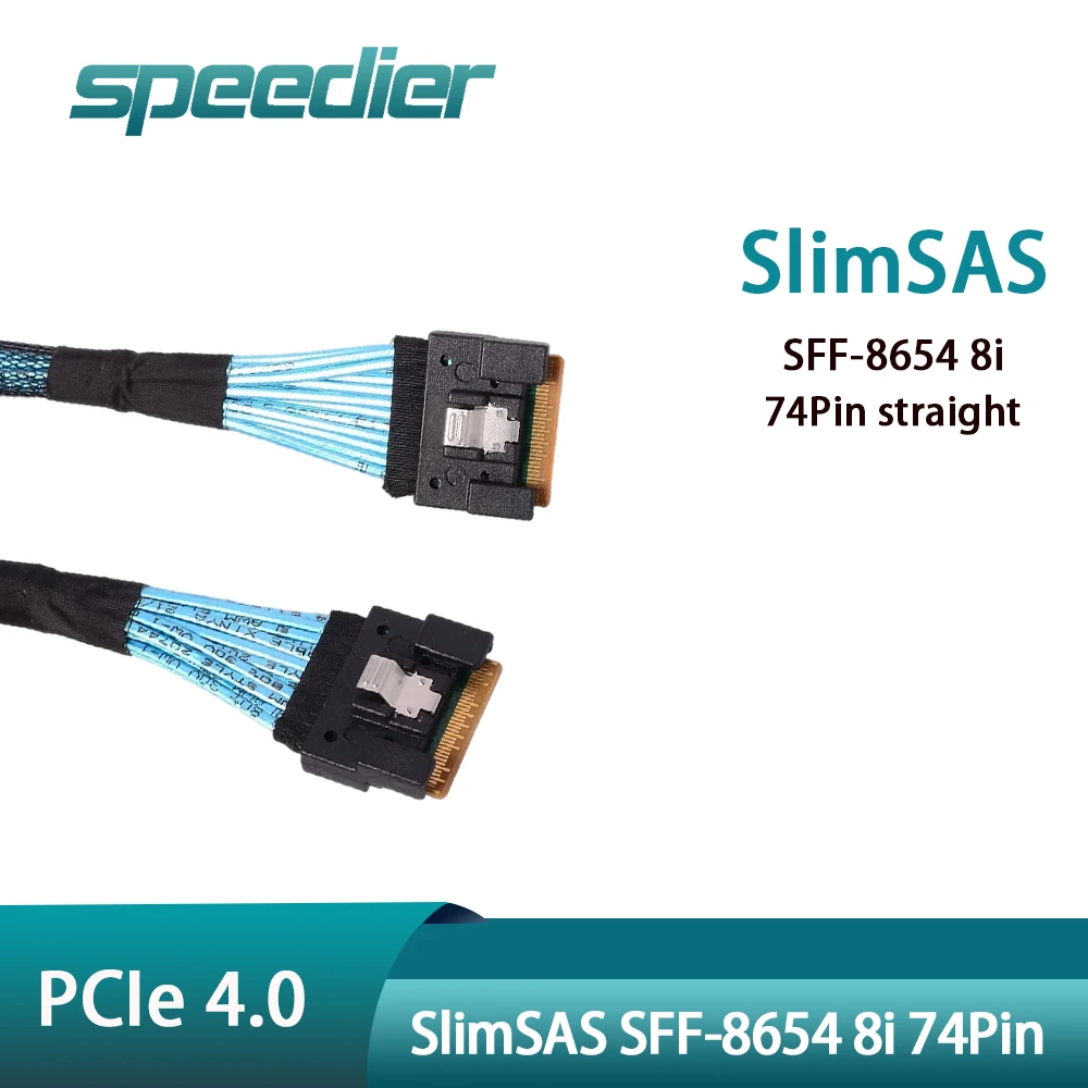 SlimSAS SFF-8654 8i  Straight To SFF-8654 8x 74Pin High Speed Server Internal Data Cable, PCIe 4.0 X16 To SFF8654 Adapter Card