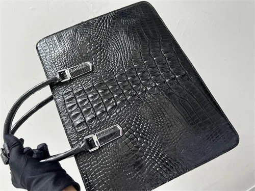 Sac d'ordinateur portable en cuir de crocodile véritable pour hommes, sac de messager de voyage, étui Bombes Alligator, marque de luxe, nouveau, 2023