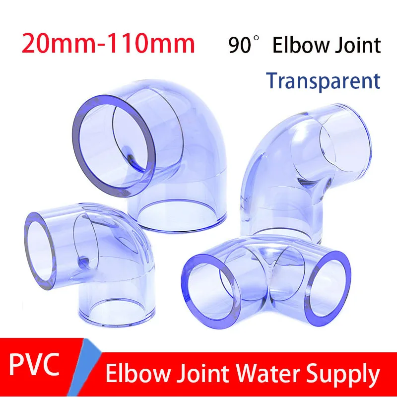 1-10PC 20-110mm UPVC Pipe 90 Degree Equal Elbow Connector Aquarium Fish Tank Transparent Garden Irrigation Water Supply Fittings