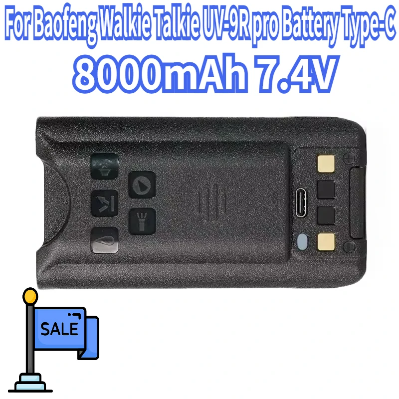 

V1 V2 For Baofeng Walkie Talkie UV-9R pro Battery Type-C Rechargable Battery With Type-C Charging For UV 9R Plus UV9R PRO Radio