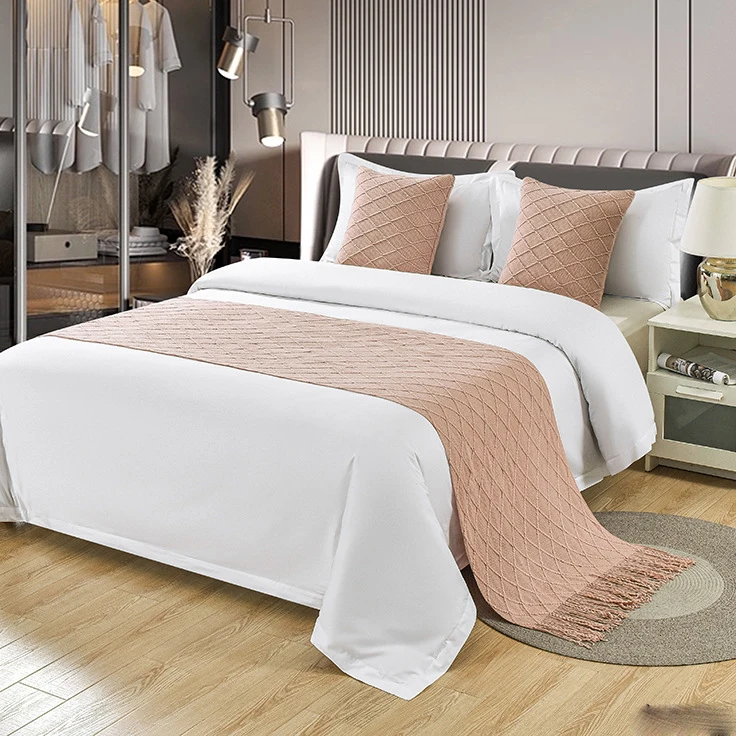 Minimalist Style Homestay Hotel Bed Flag Home Decoration Bed Tail Towel Solid Color Decor Bedding Bed Blanket Bed Cover ZF613