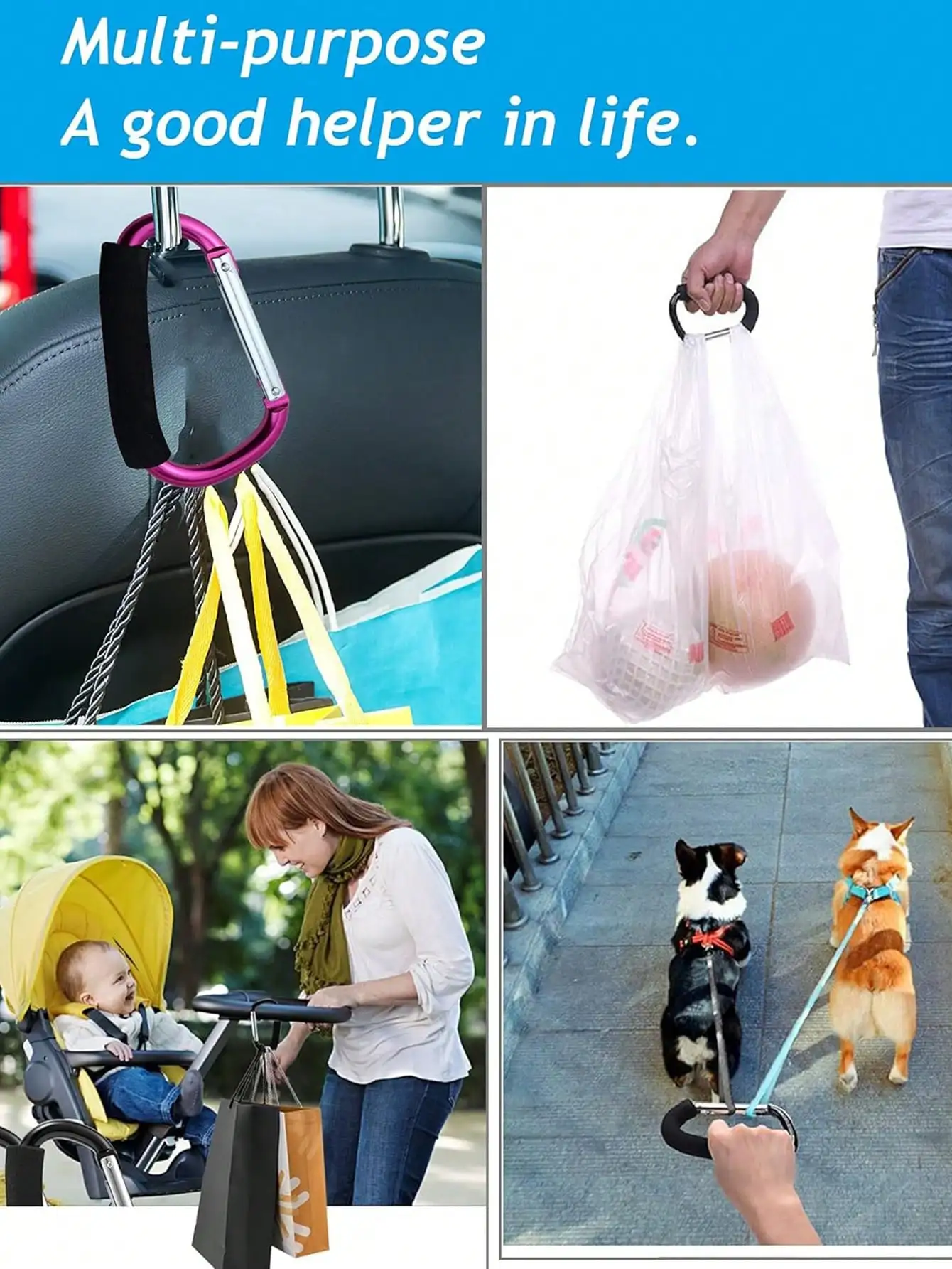 1/2pcs Set - Durable Multi-functional Baby Stroller Hooks with EVA Handle Sturdy Aluminum Alloy Material for Shopping And Sto