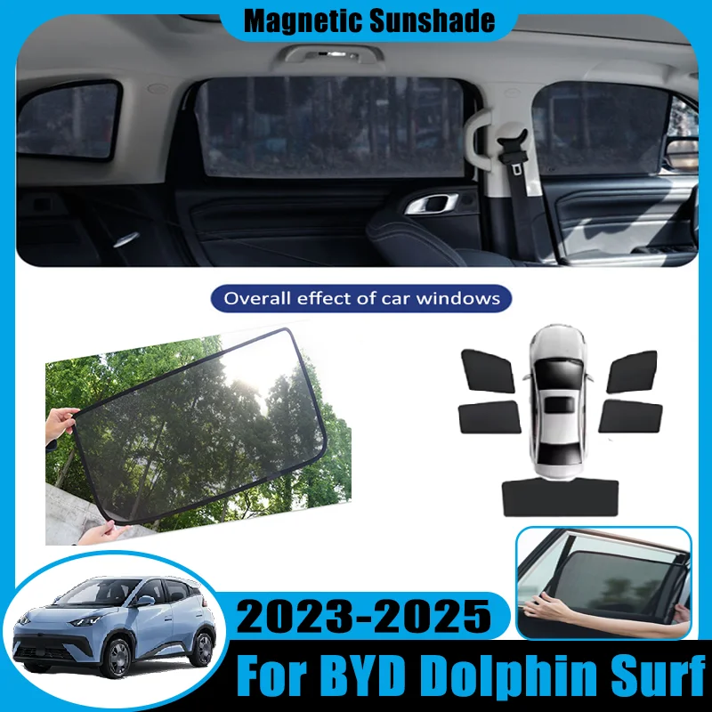 Car Mesh Sunshades For BYD Dolphin Surf Mini Accessories 2023~2025 Magnet Windows Cover Breathable Magnetic Privacy Sun Curtains