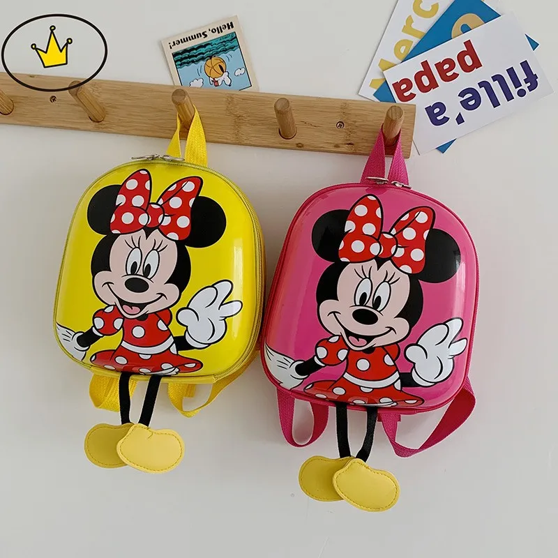 Disney Mickey Mouse Backpack Cartoon Minnie Mouse Backpack Kids Cute Hard Shell Waterproof High Capacity School Bag Girl Gift