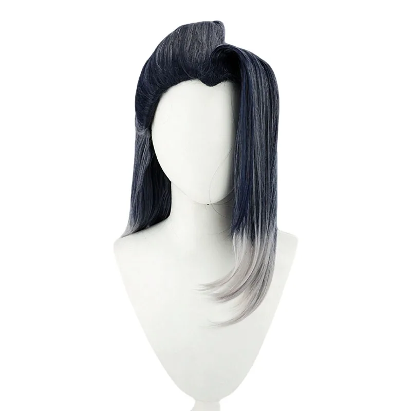 Game VALORANT Fade Cosplay Wig Black White Long Synthetic Hair Earrings For Women Men Halloween Costume Party Carnival Props view 4