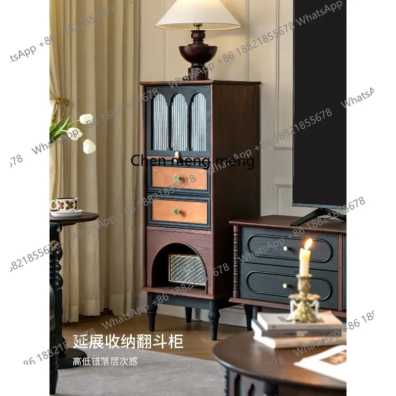 

E153 French retro solid wood living room TV side display cabinet sofa stand cabinet antique storage bookcase