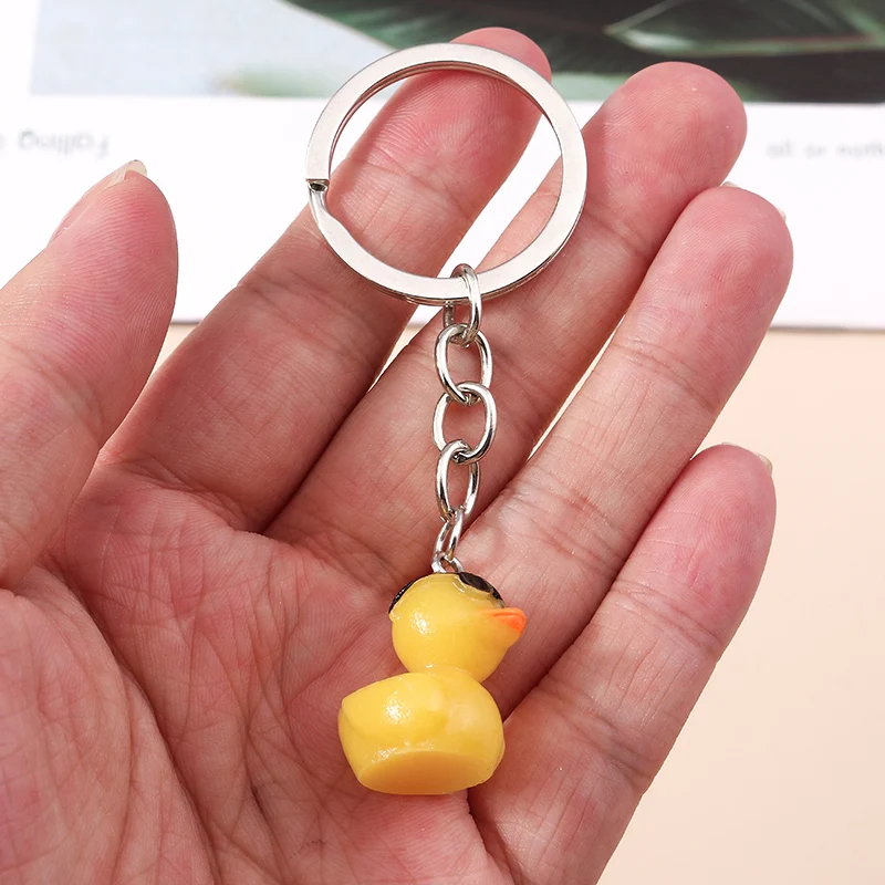 Lovely Resin Cartoon Duck Keychain Animal Keyring Pendants for Car Key Holder Women Girls Handbag Decor Jewelry Accessories