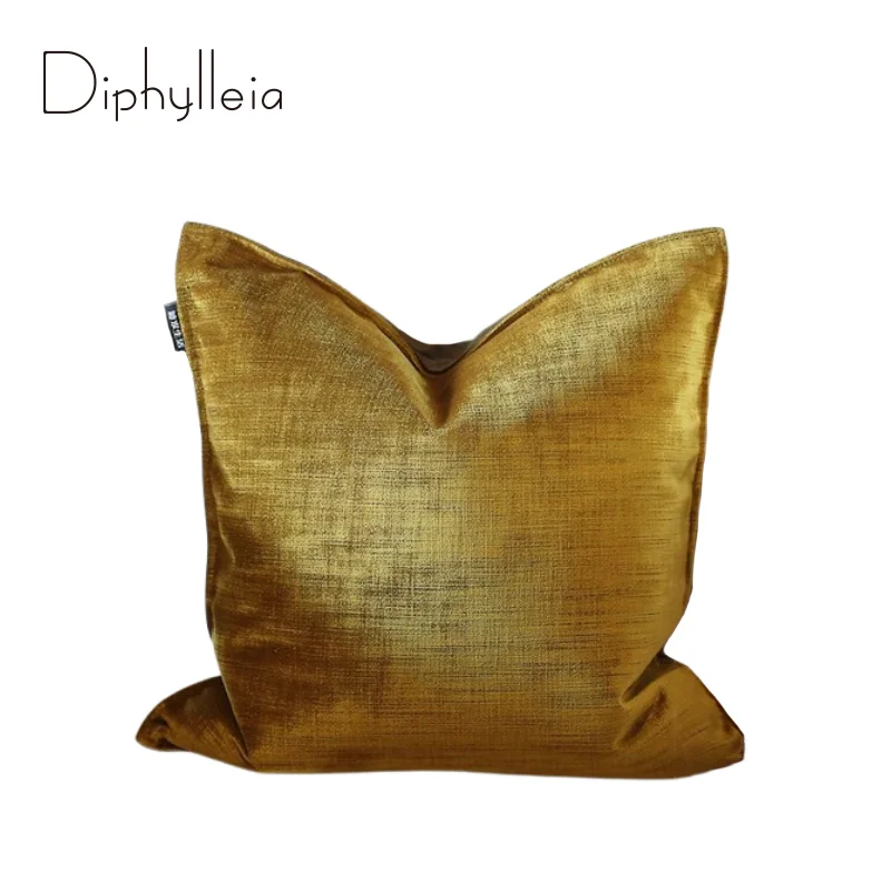 

Diphylleia Luxury Foil Gold Silk Velvet Cushion Cover Italian Designer Modern Ocre Throw Pillow Case 50x50cm Modish Home Decor