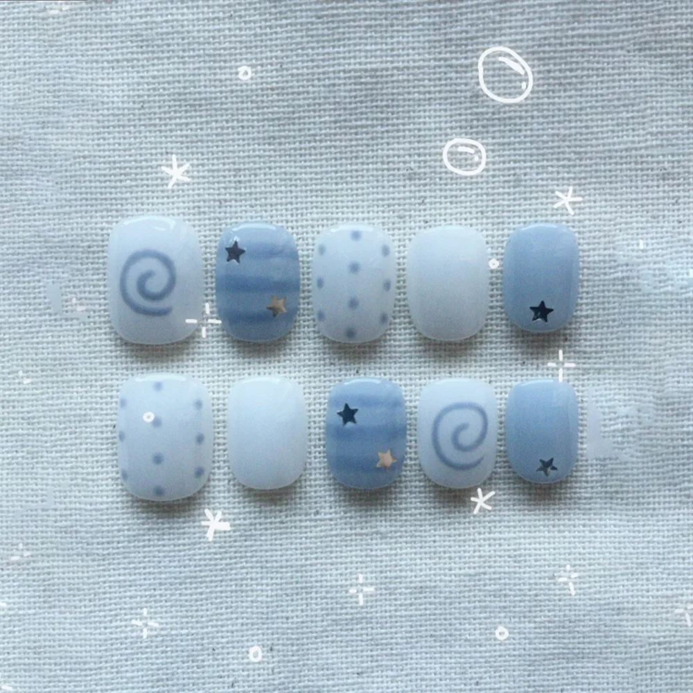 Y2K Retro Korean-Style Star Diamond Dot Bowknot Short Nail Art 3D Wings Four-Leaf Clover Vortex Nail Patch Hand Accessories Gift