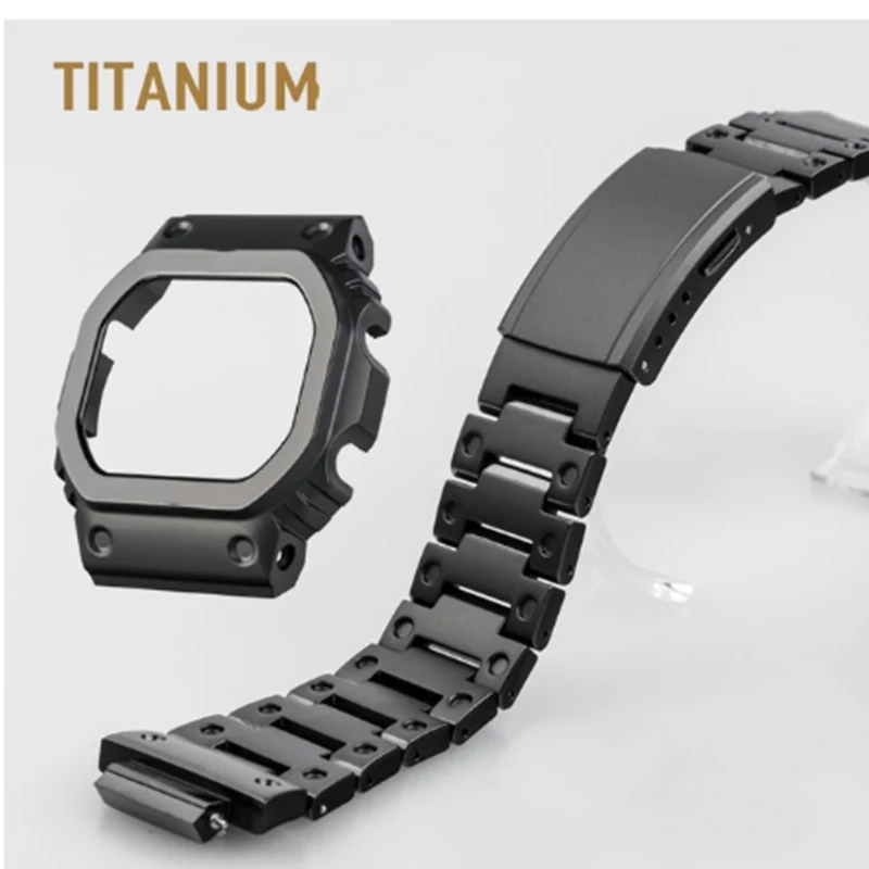 Black Titanium Watchbands and Bezel For DW5000 GM-W5610 GW5000 DW5035 Watch Set Watchband Bezel/Case Metal Strap With Tools