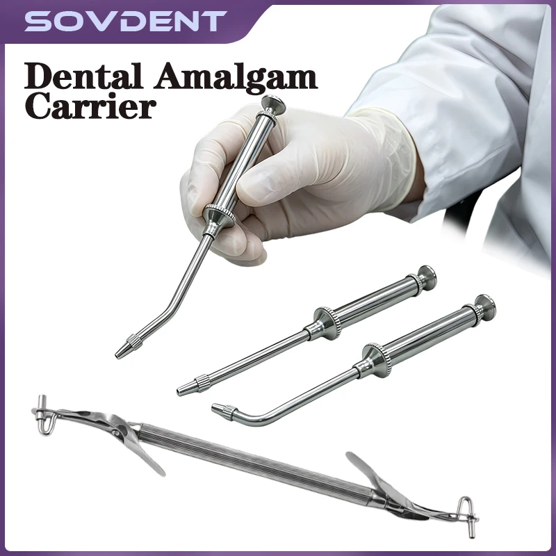 Dental Amalgam Carrier Syringes Curved Tip Double End Filling Delivery Tools Cavity Filling With 3 Working Tip Dentistry Tools