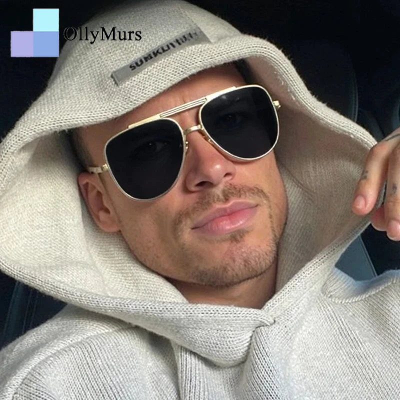 المتضخم الطيار فاسق UV400 النظارات الشمسية الفاخرة الرجال الرجعية البيضاوي Steampunk نظارات شمسية الذكور نظارات معدنية إطار نظارات BrandShades