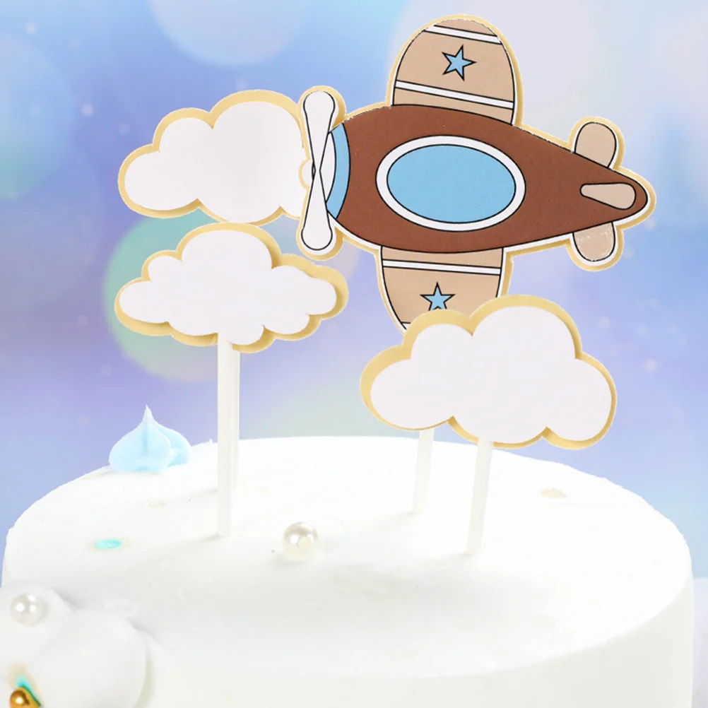 20 PCS Plane Birthday Cake Picks Top Hat Party Cupcake Topper Dessert Child Decor