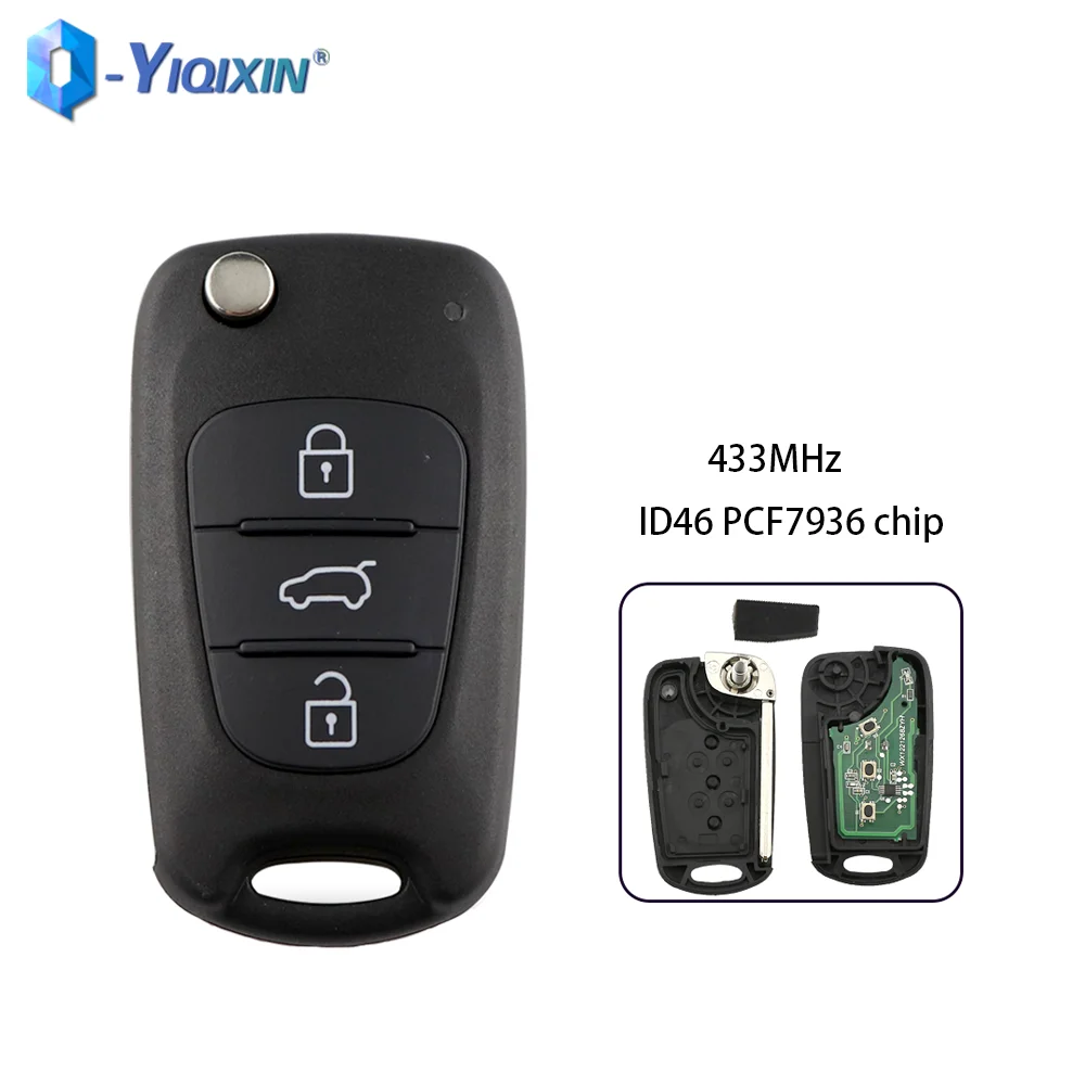 For Kia K2 K5 Rio 3 Picanto Ceed Cerato For Hyundai I20 I30 IX35 Avante Tucson Solaris Flip Remote Car Key Fob 433Mhz ID46 Chip