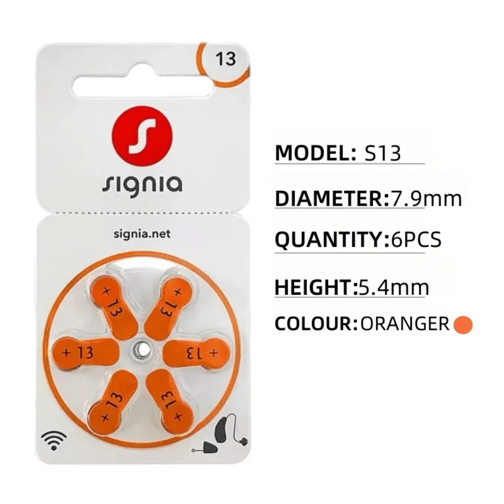 Zinc Air Hearing Aid Battery A13 13A 13 P13 PR48 1.45V Replacement Cells For Signia Hearing Aids Long Lasting Battery, 6-60PCS