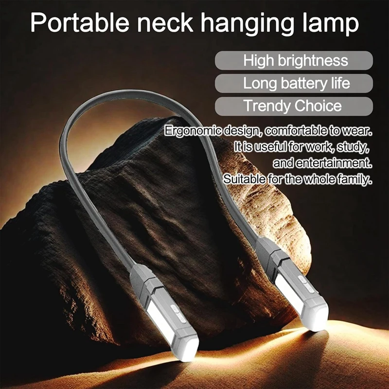 Luz para el cuello Linterna de emergencia Luz tejida Luz de libro de luz de ganchillo alrededor del cuello, Luz de trabajo recargable flexible