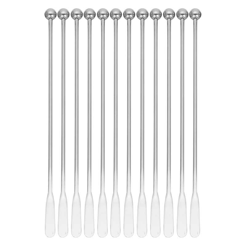 

12Pcs Swizzle Sticks, Premium Stainless Steel Cocktail Beverage Drink Stirrer Stick, Reusable Stir Sticks For Bar