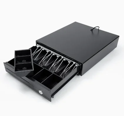 Metal Cash Drawer Box 4 Bill Slots 3‑Position Key Lock POS Register Cash Box for Retail Shop Supermarket Checkout Counter