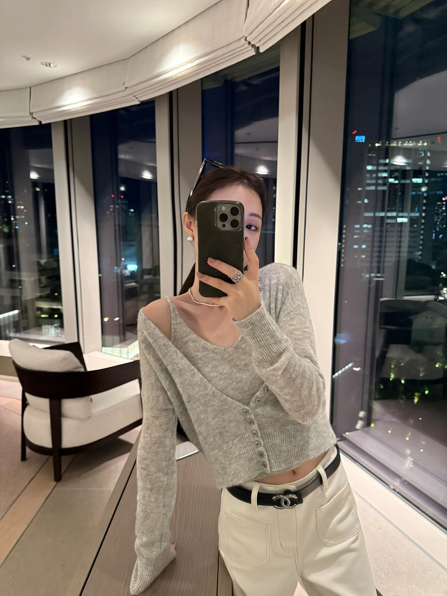 

Bla Bean Humming Softened Knitted Wool Blend V-Ne Cardigan Top Women's Multi-Buled Loose Fit Long Sve Color