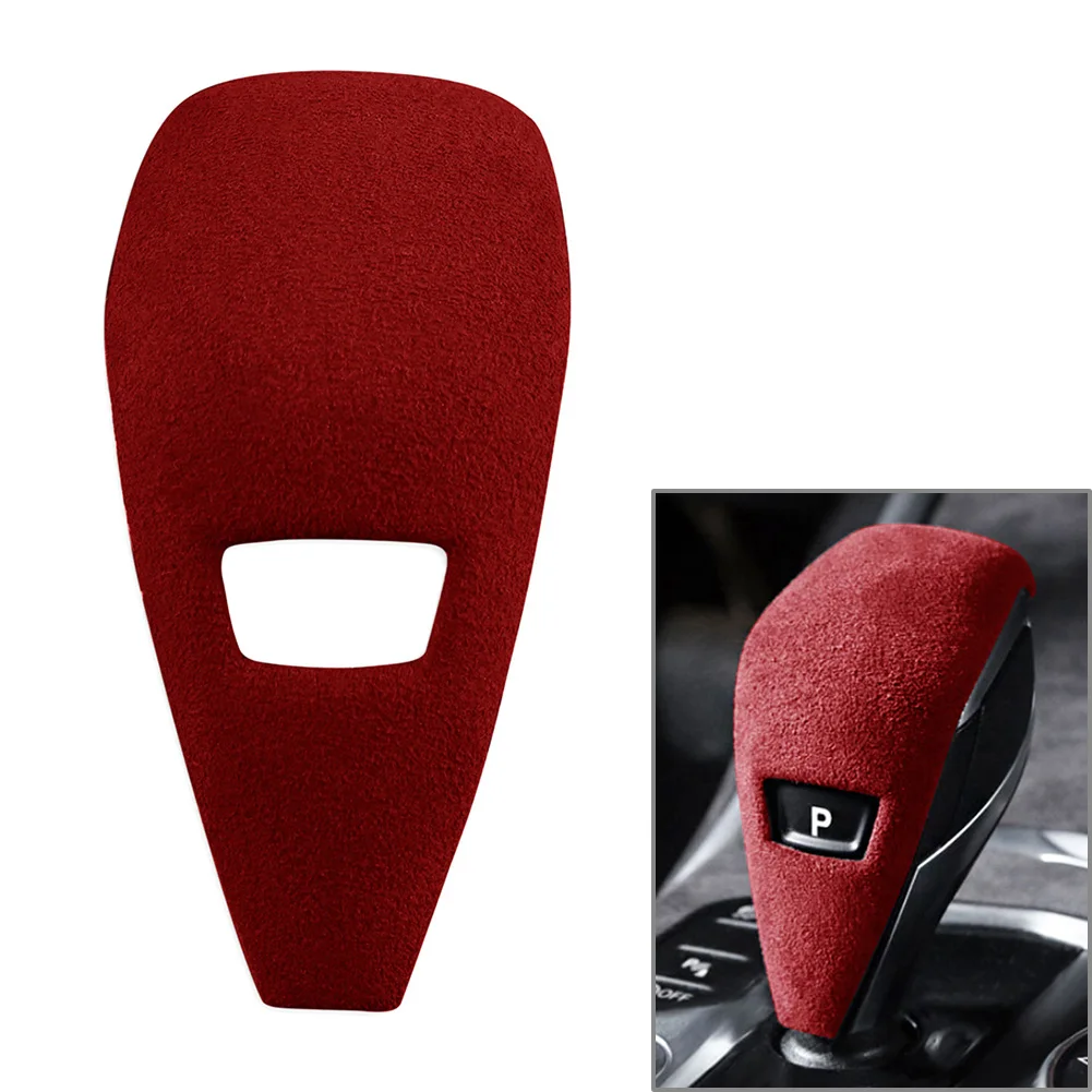 Car Knob Cap Gear Shift Head Trim Cover LHD For BMW 3 Series G20 G21 G28 Sedan/Wagon 2019-2023 Suede Wine Red