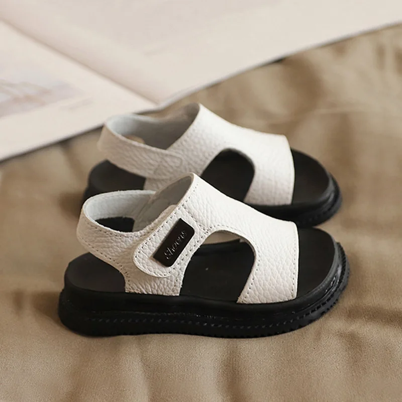 2026 Summer Unisex Toddler Leather Sandals Soft Slip Sole Baby First Walkers Boys Girls Cute Daily Outdoor Kids Walking Shoes