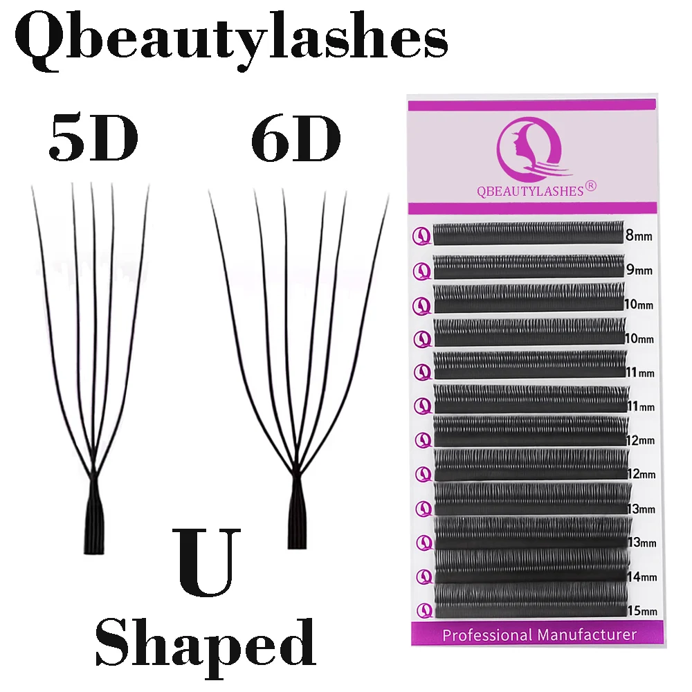 

Qbeautylashes U Shaped 5D 6D Eyelash Extensions New Style U/W Lashes Extension Natural Mink Premade Volume Fans False Eyelashes