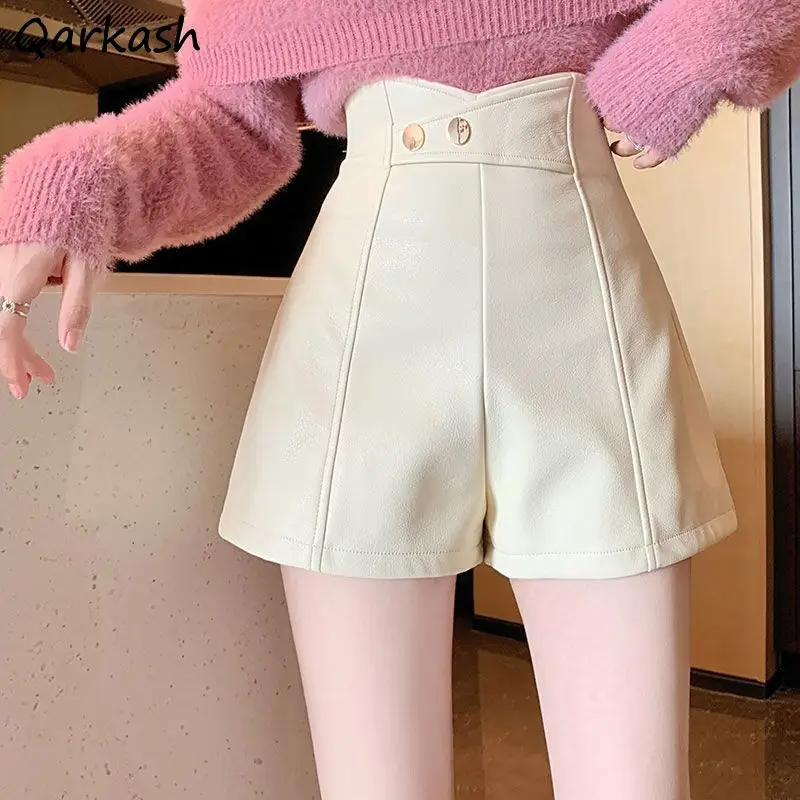 

Design High-waist Shorts Women Streetwear Korean Style All-match Solid Temperament Leisure Harajuku Trendy Wide Leg Short Chic