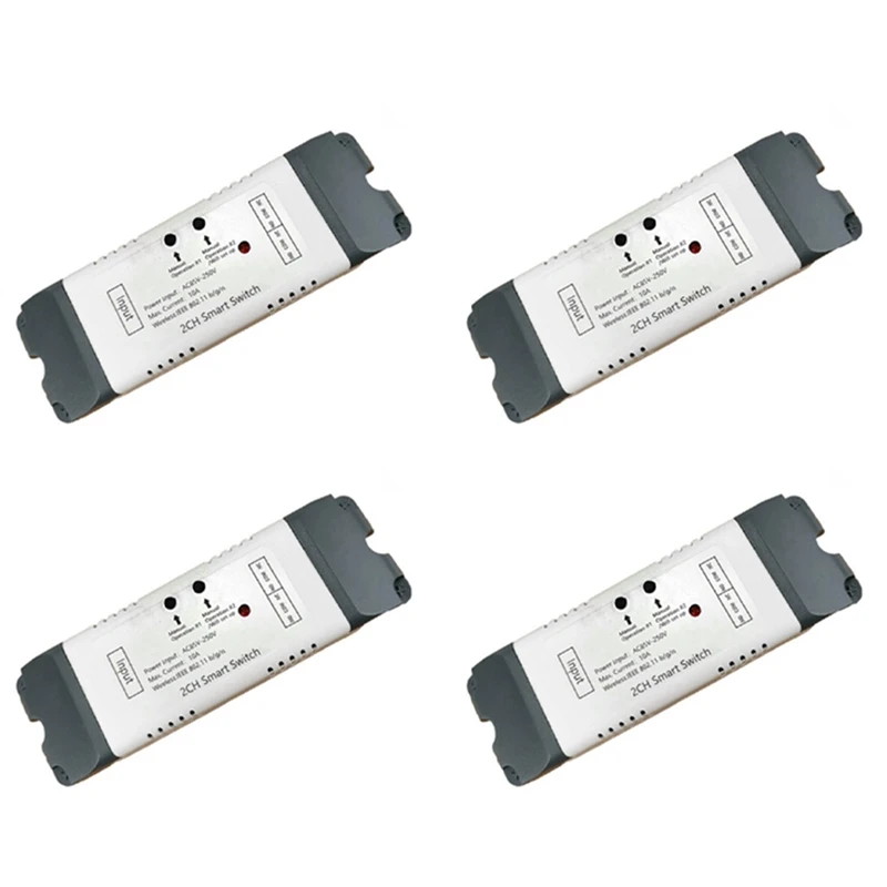 

4X Smart Wifi Relay Switch 2 Channel Relay Smart Home Wifi Module DC 5V 12V 24V 32V 110V 220V Wireless Switch Timer(C)