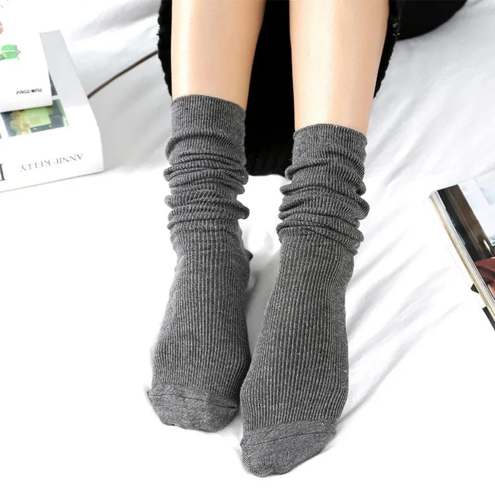 School Girls JK Loose High Long Socks Women Cotton Knitting White Crew Stockings Japanese Fashion Casual Colllege Style Socks