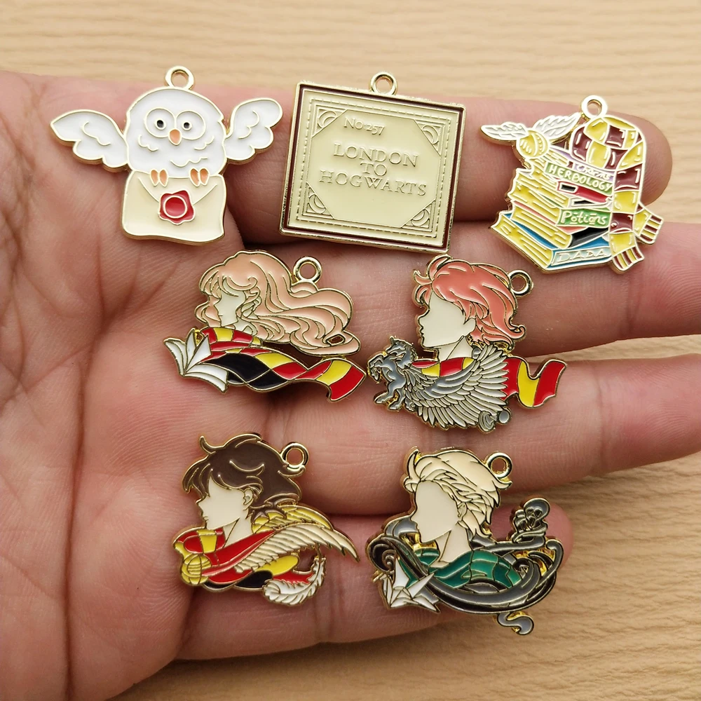 

10pcs Cartoon Charm Jewelry Accessories Enamel Necklace Earring Pendant Diy Making Craft Supplies Alloy Metal Gold Plated