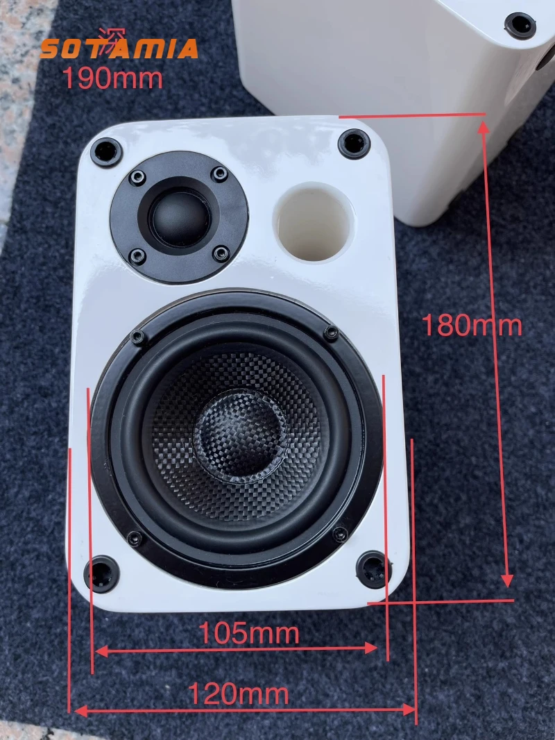 

SOTAMIA, 1 шт., 3,5-дюймовый динамик для фортепиано, деревянная коробка, 4 Ом, 25 Вт, черное волокно, раковина, шелковая пленка, твитер, книжная полка, динамик