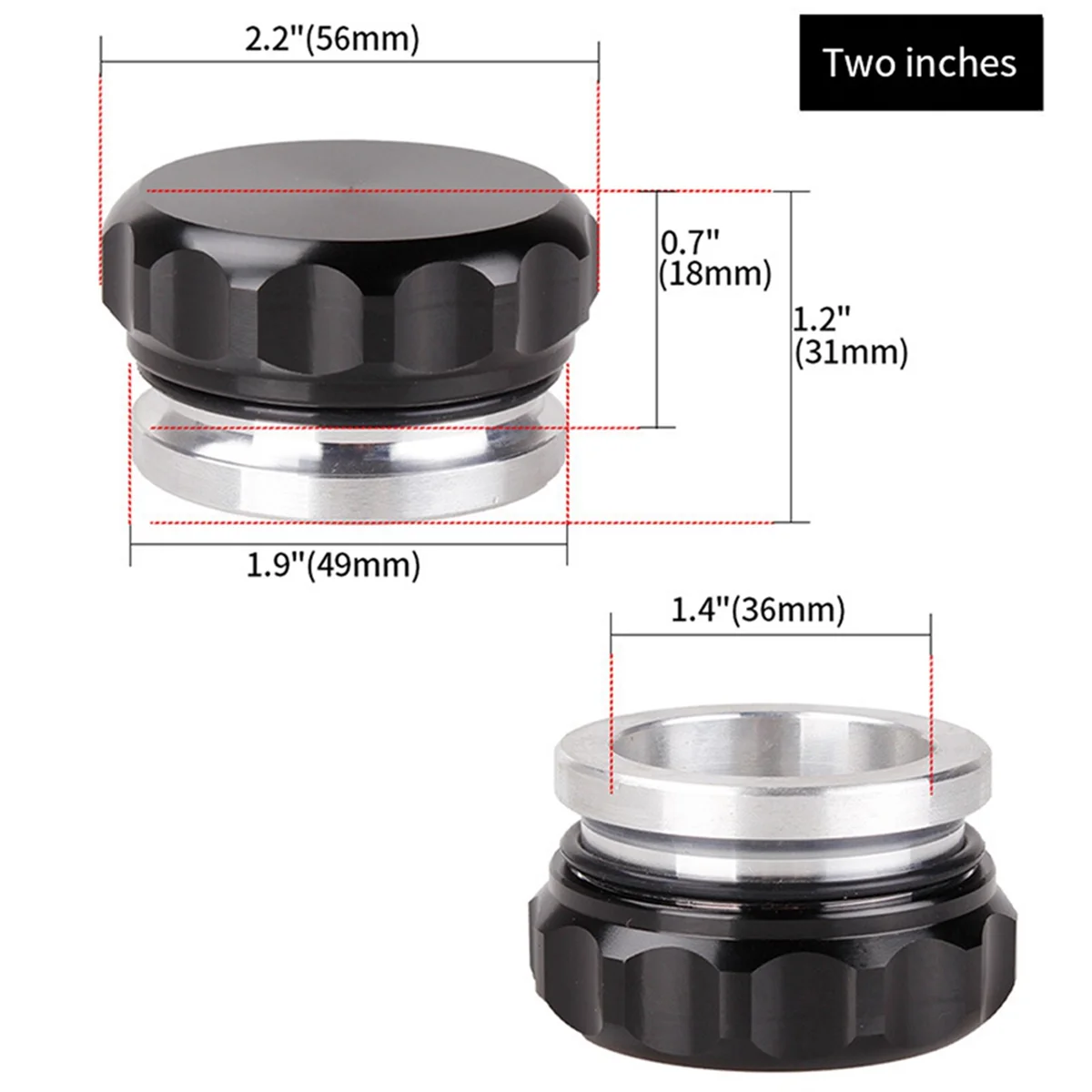 Universal Car Modified Weld on Oil Fuel Tank Cap Water Tank Cover Filler Neck and Cap Car Modification Accessories 2 in