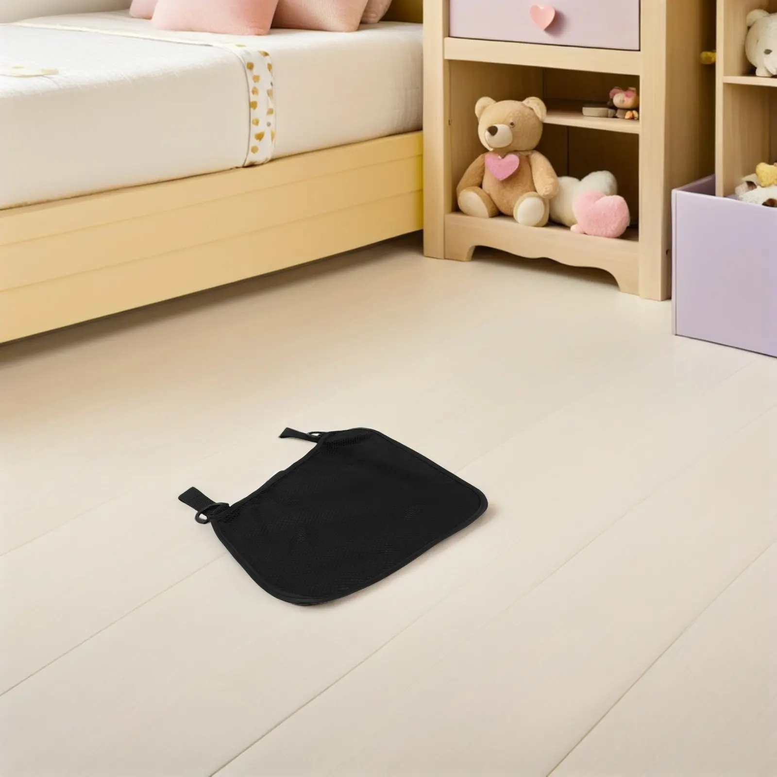 3Pcs Baby Stroller Storage Bag Black Mesh Side Organizer Hanging Universal Pushchair Storage Bag Adjustable Non-Slip Strap