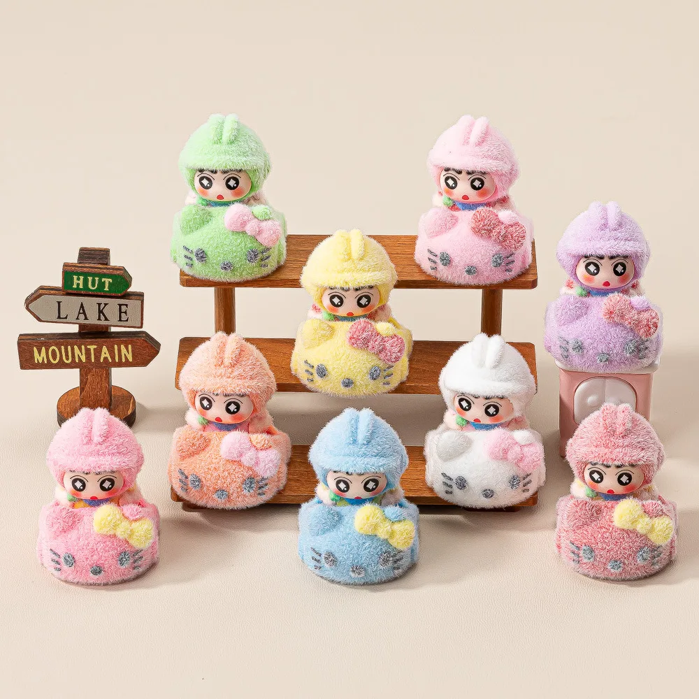 

Kawaii Flocking Car Mengli Figure Keychain Resin DIY Charm Bag Pendant Car Ornament Desktop Decoration