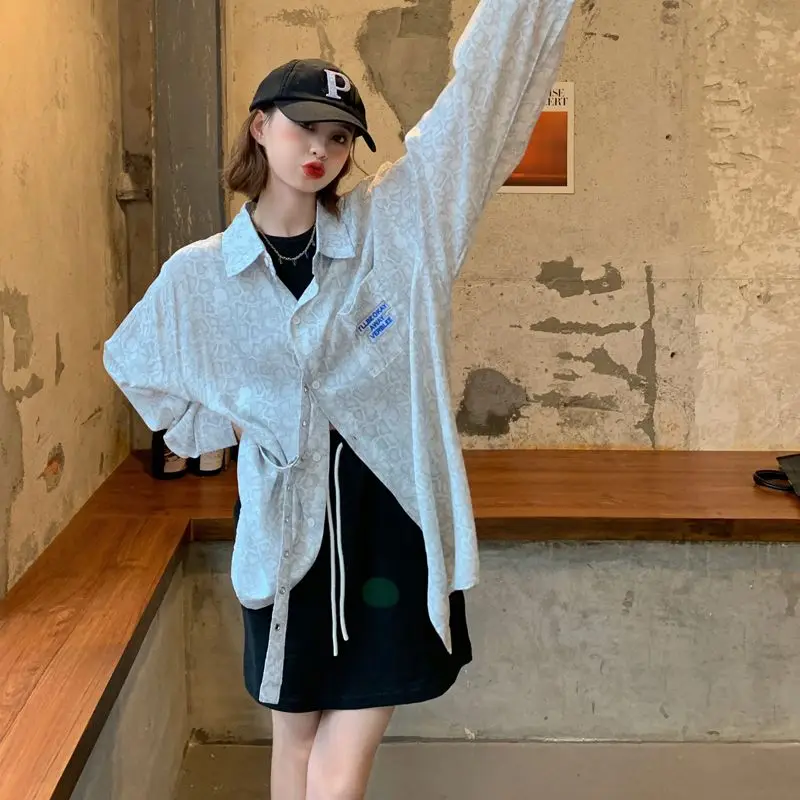 

Laid-back Style Casual Loose Long Sleeve Women's Shirt Sun Protection Top Outerwear Fashionable 2025 New Arrival