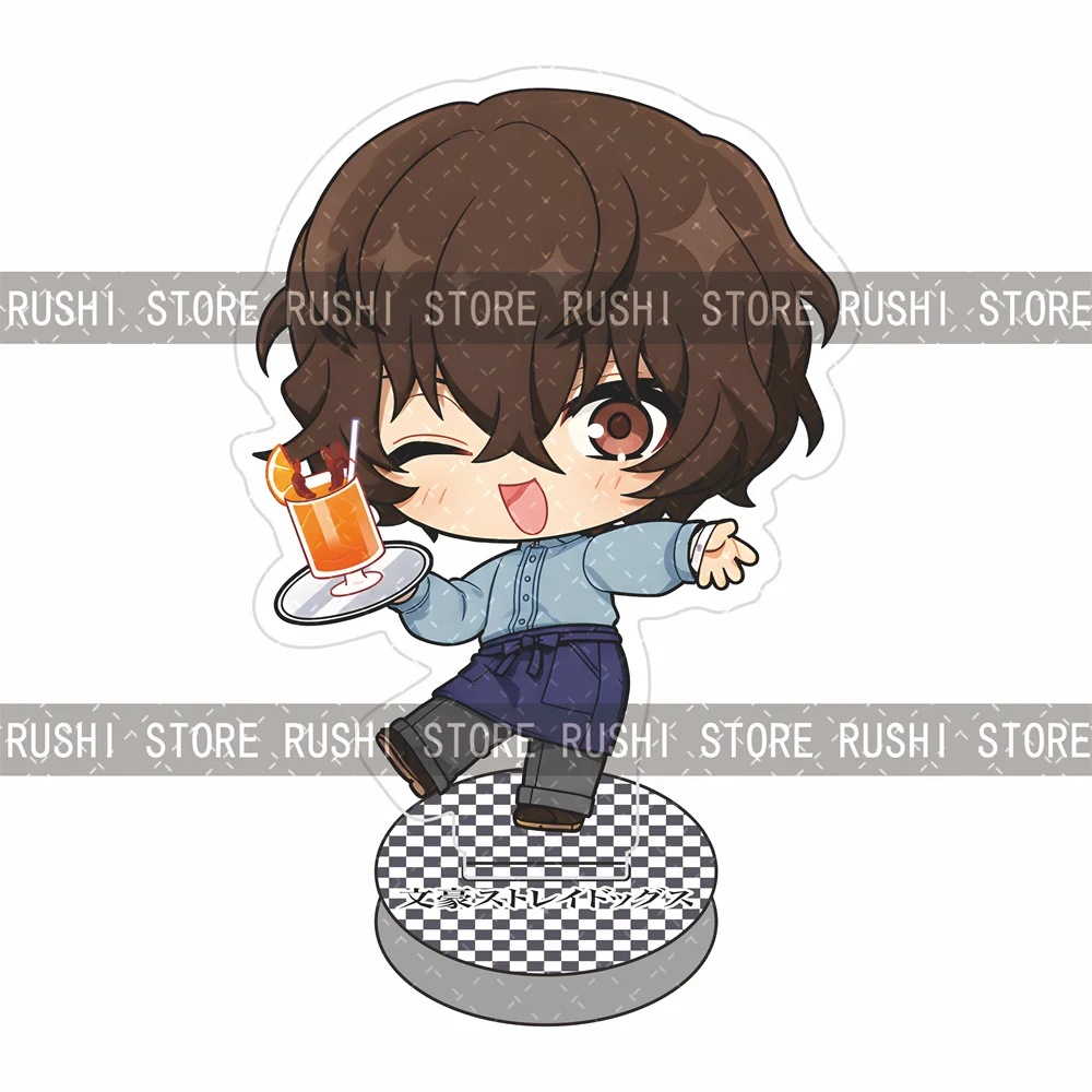 Bungo Stray Dogs 10cm Acrylic Stand Figure Keychain Cute Cafe Staff Chibi Character Desk Decor Anime Collection Gift