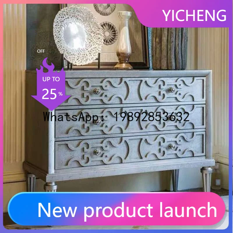 light luxury entrance cabinet solid wood three-bucket cabinet side  decorative foyer cabinet locker