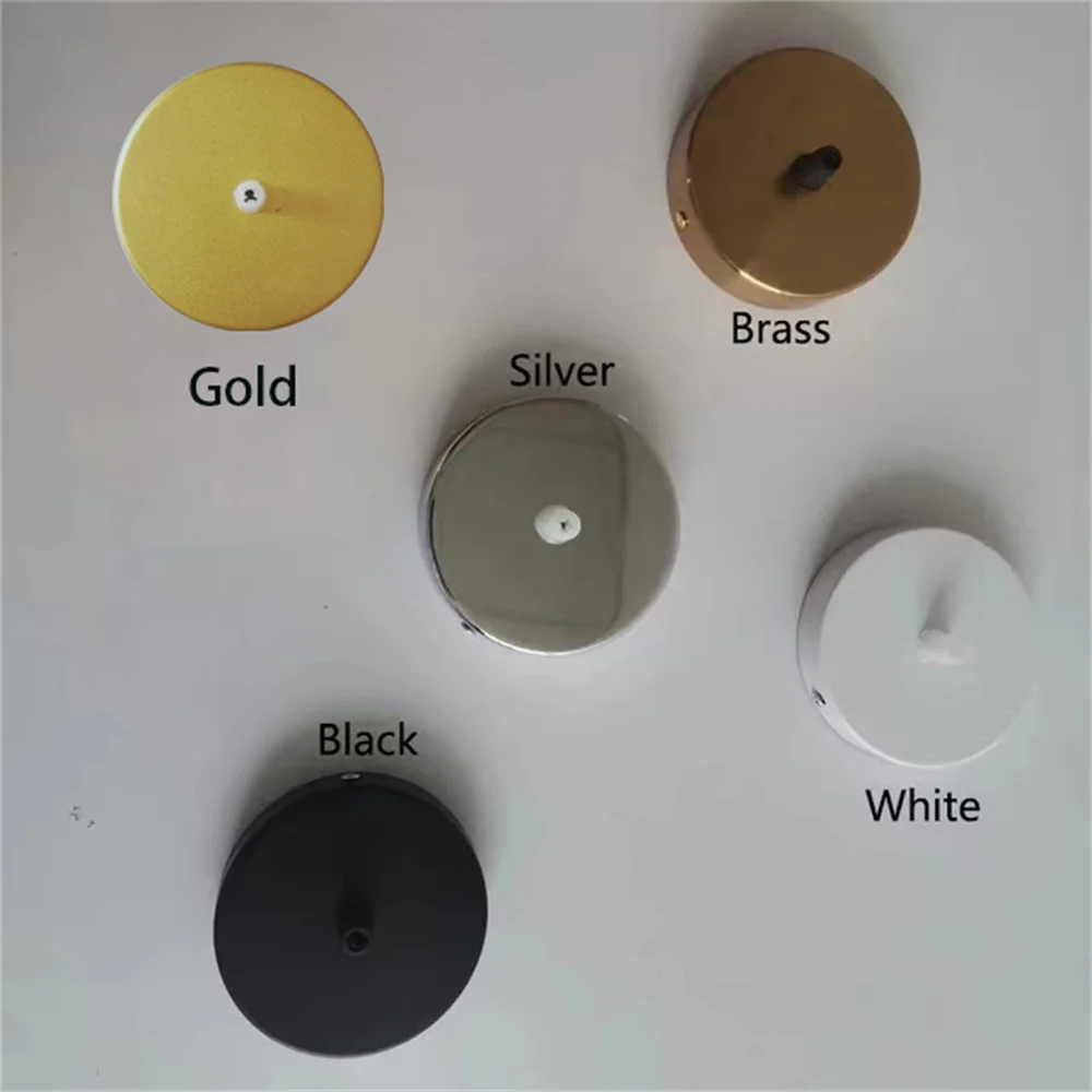 10/15/20/25/30cm Black White Silver Gold Brass Ceiling Plate Wall Sconce LED Base Vintage Pendant Lamp Disc Base Ceiling Canopy