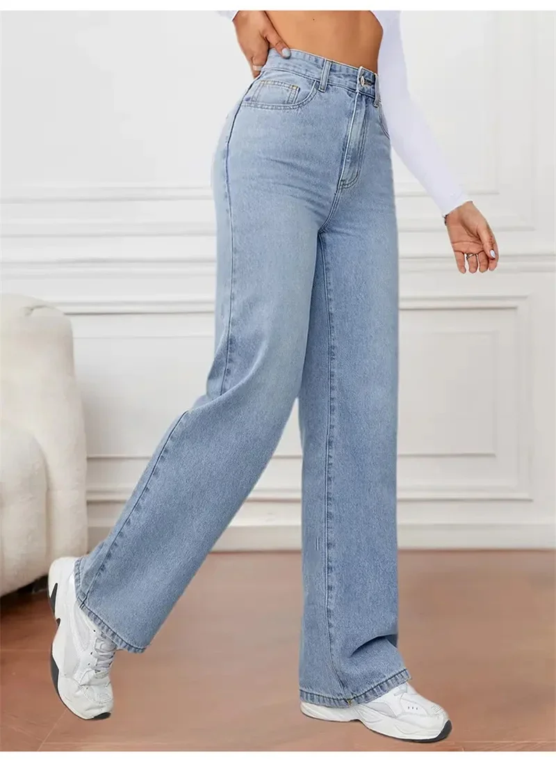 2025 Y2K Fashion Stretch Vintage Denim Pants Women Loose Baggy Straight Jeans Female Casual Mid Waist Trousers Trend Streetwear