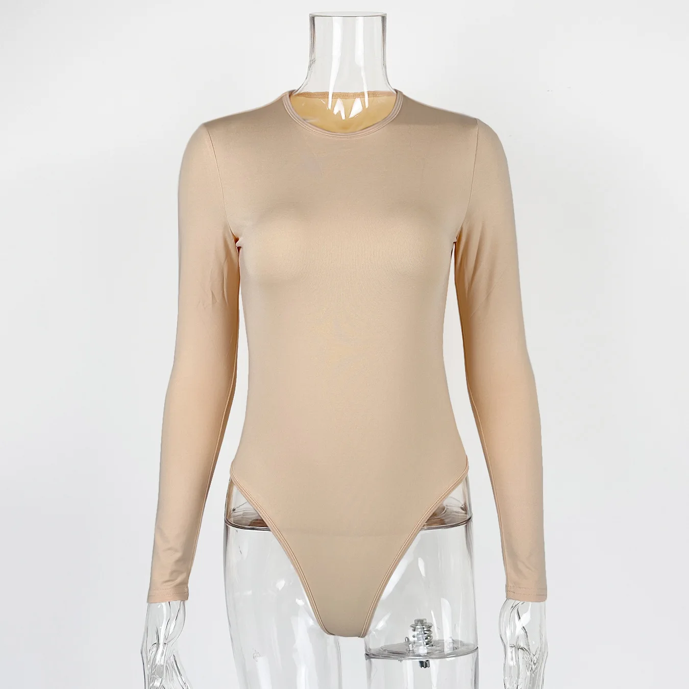 Seksowne, dopasowane body z długim rękawem dla kobiet, z okrągłym dekoltem, obcisłe body, białe, czerwone, czarne, khaki, topy damskie.