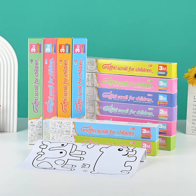 Meter Long Reusable Drawing Roll for Kids Animal Themes Magic Doodle Coloring Educational Toy for Home Creative Birthday Gift