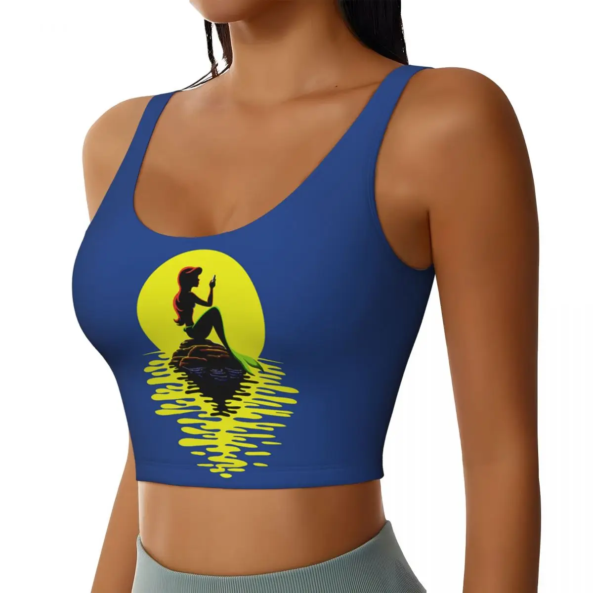 Custom New Fashion Ariel Princess Sports Bra Women's High Impact Workout Yoga Crop Top