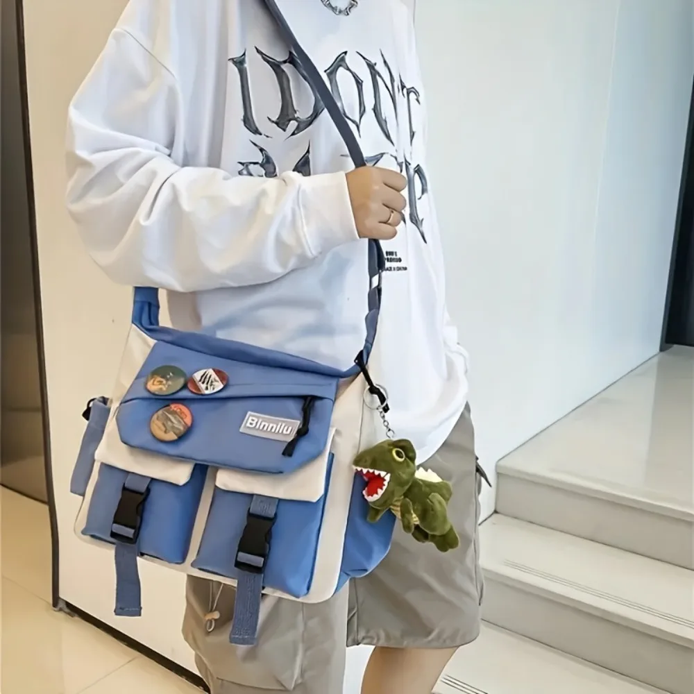 

Large Capacity Men Crossbody Bag Japanese Style Square Casual Messenger Bag Lightweight Harajuku Single Shoulder Bag Boys