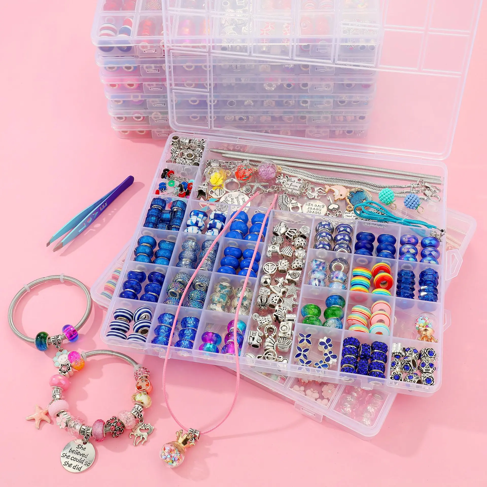 305個のアクリル亜鉛合金製大穴ビーズ手作りセットビーズdiyジュエリー
