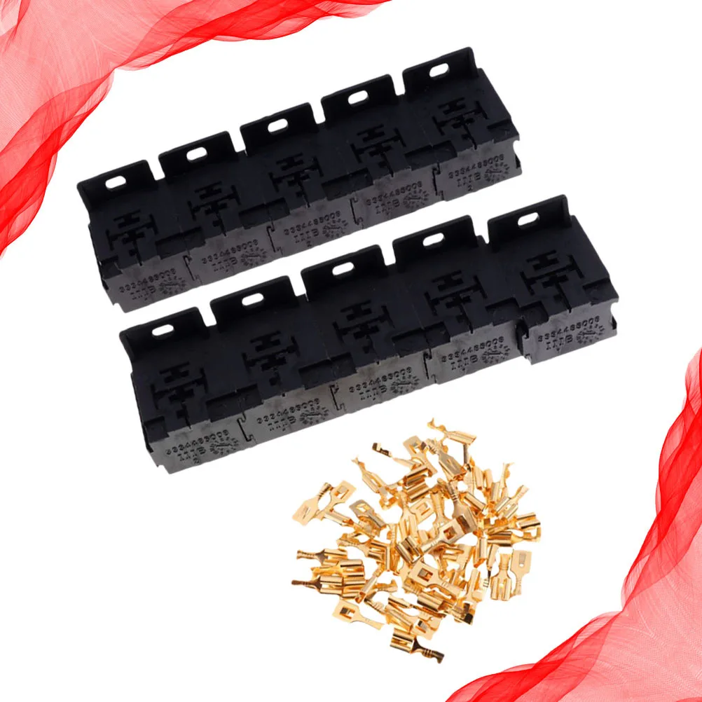 

10Pcs Relay Base Socket Set 30A-80A 5-Pin Relay Holder Car Control Device Auto Adjustment Security Protection Automotive