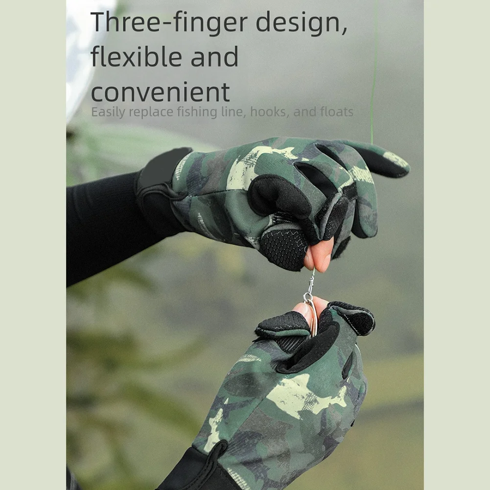 Men's Waterproof Fishing Gloves with Touch Screen Function and Fleece Lining for Cold Weather Outdoor Activities