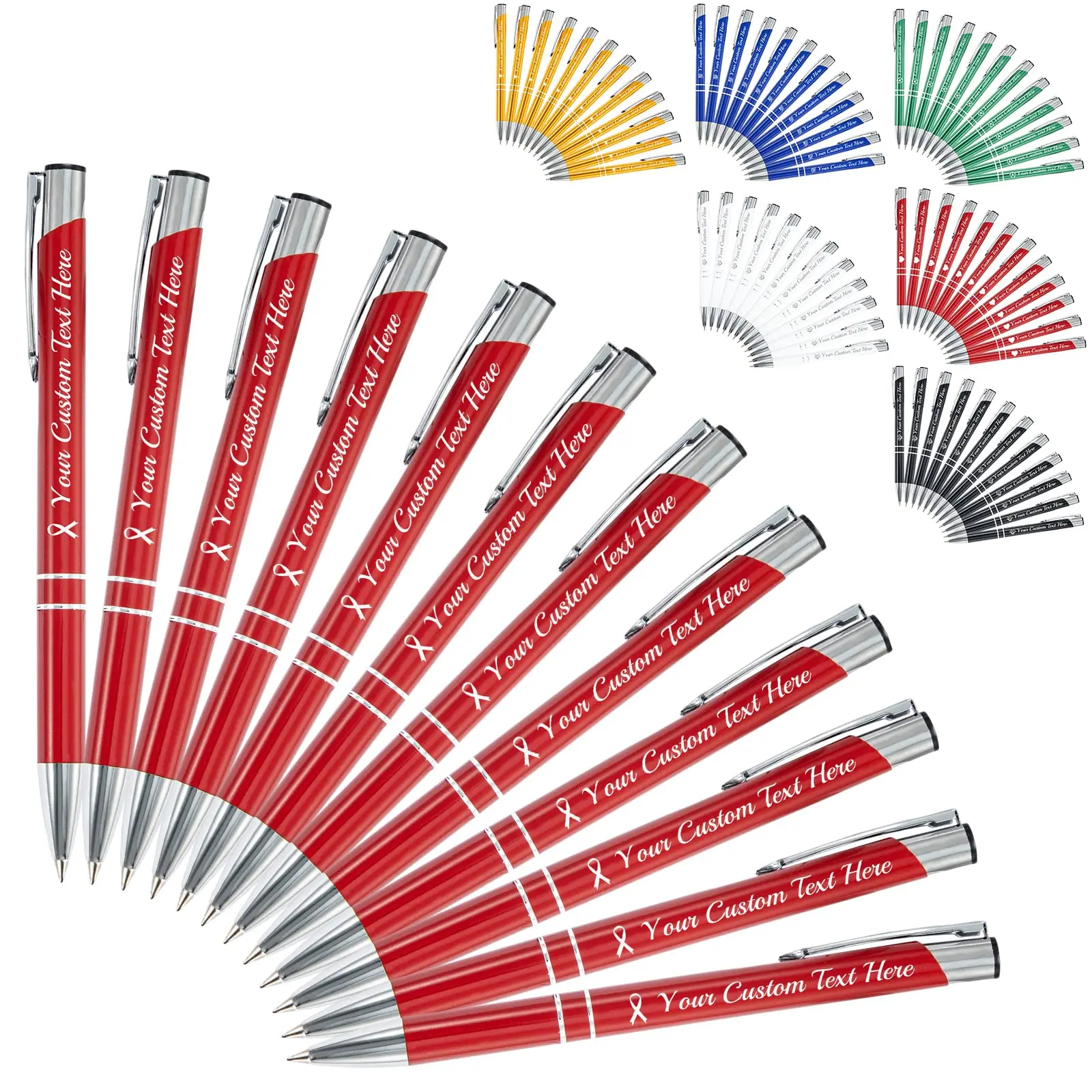 

200pcs Metal Ball Pen Custom Logo Promotional Gift Pen Personalized Giveaway Advertising Pen Wholesale Laser Engraving Name Text