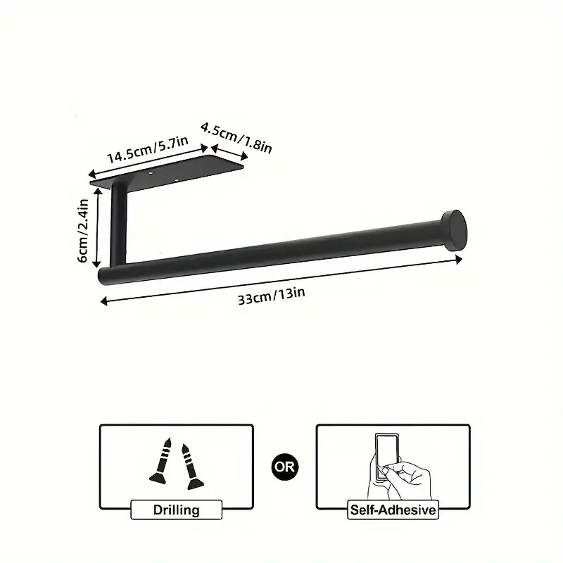 Stainless Paper Towel Holder under the Cabinet, Kitchen Tin Foil Storage Rack, No Drill Wall Mounted,  Bathroom Accessory