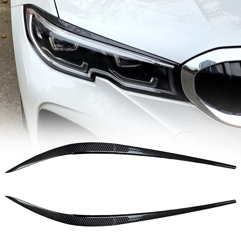 For BMW 3 Series G20 2019-2022 330i M340i Pair Real Carbon Fiber Headlight Cover Eye Lid Replacement Automobiles Parts